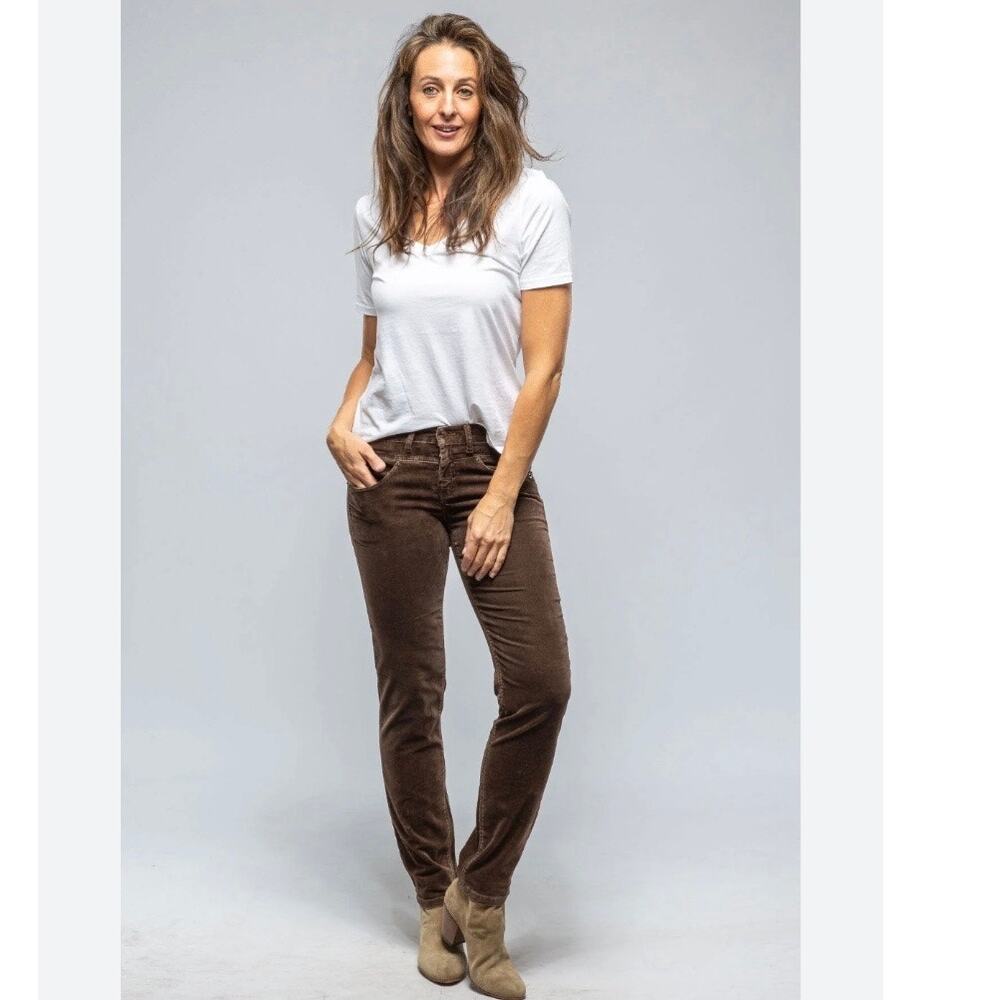 MAC Rich Jeans Slim Velvet In Fawn Brown 28 Chocolate Brown Designer Boho